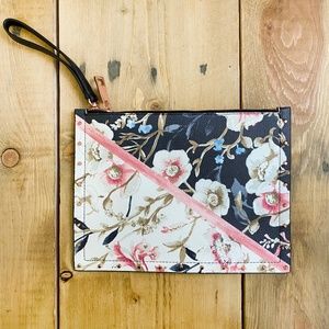 White House Black Market Clutch Zippered Pouch Bag Wristlet Floral iPad mini